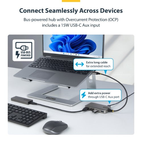 StarTech.com 5G4AC-USB-A-HUB interface hub USB 3.2 Gen 1 (3.1 Gen 1) Type-A 5000 Mbit/s Gray