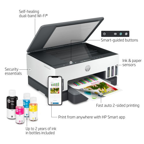 HP Smart Tank 7001 Wireless All-in-One Color Printer, Two-sided printing; Copier, Scanner