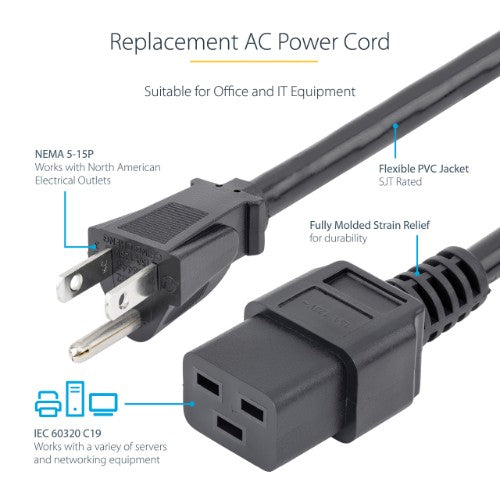 StarTech.com PXT515C19143 power cable Black 35.4" (0.9 m) NEMA 5-15P C19 coupler
