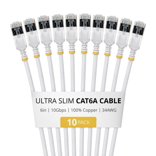 StarTech.com 6ASTP34WHS6IN10PK networking cable White 5.98" (0.152 m) Cat6a U/FTP (STP) Round