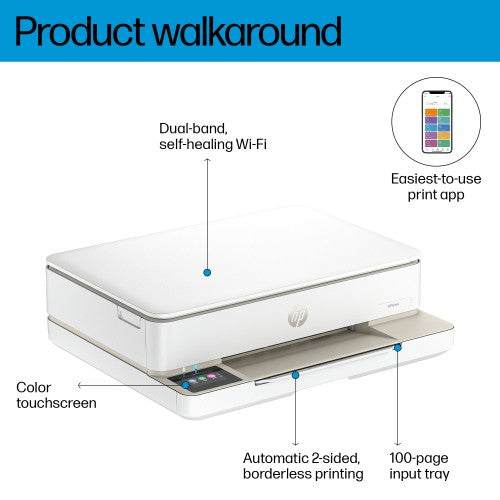 HP ENVY 6155e Wireless All-in-One Color Printer, Instant Ink; Photo printing