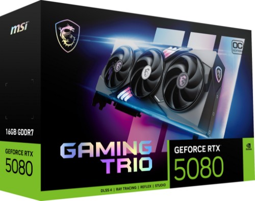 MSI GAMING GEFORCE RTX 5080 16G TRIO OC graphics card NVIDIA 16 GB GDDR7
