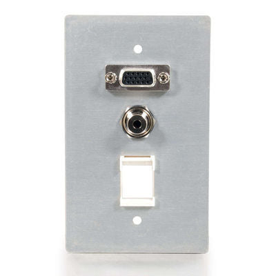 C2G Single Gang HD15 + 3.5mm + (1) Keystone Wall Plate Aluminum