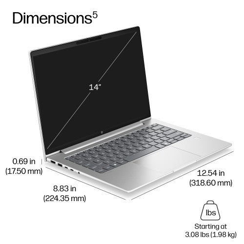 HP DG4U3UT laptop Copilot+ PC Intel Core Ultra 5 325 14" WUXGA 16 GB DDR5-SDRAM 256 GB SSD Wi-Fi 6E (802.11ax) Windows 11 Pro Silver