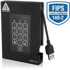 Apricorn Aegis Padlock Fortress external hard drive 2 TB 5400 RPM USB Type-A 3.2 Gen 1 (3.1 Gen 1) Black