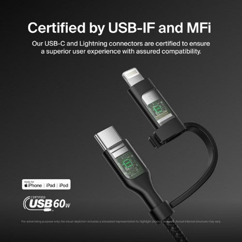 Belkin BoostCharge Pro USB cable USB 2.0 59.1" (1.5 m) USB C USB C/Lightning Black