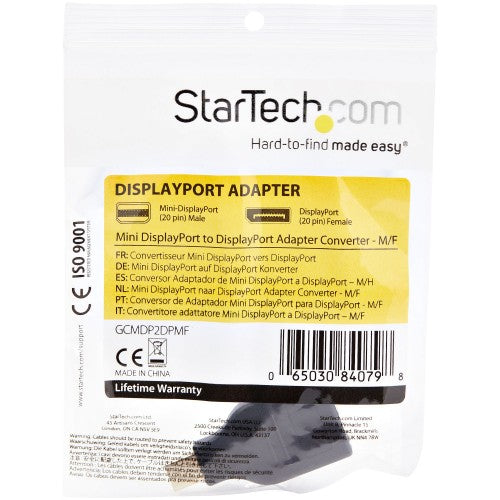 StarTech.com GCMDP2DPMF cable gender changer Mini DisplayPort DisplayPort Black