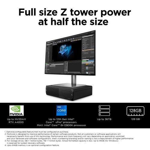 HP Z2 Small Form Factor G9 Intel® Core™ i7 i7-14700 32 GB DDR5-SDRAM 512 GB SSD NVIDIA RTX A2000 Windows 11 Pro SFF Workstation AI Workstation Black