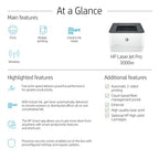HP LaserJet Pro 3001dw Wireless Black and white Printer, Duplex