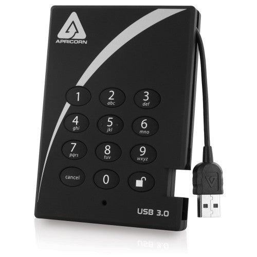 Apricorn A25-3PL256-1000 external hard drive 1 TB 5400 RPM USB Type-A 3.2 Gen 1 (3.1 Gen 1) Black