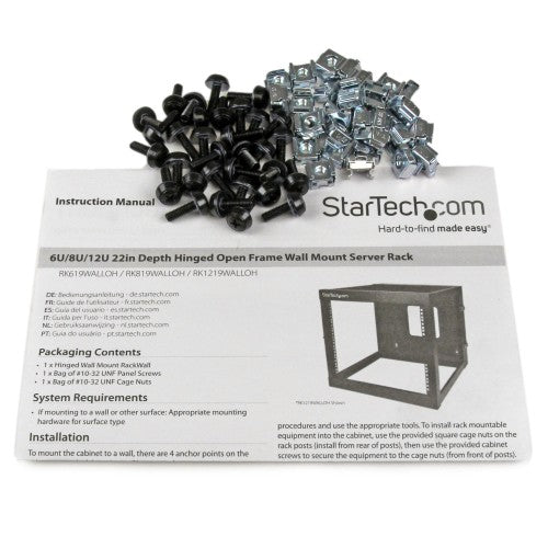 StarTech.com RK1219WALLOH rack cabinet 12U Wall mounted rack Black