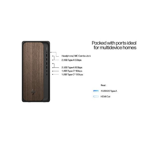 HP OmniDesk AI M03-0010 Intel Core Ultra 5 225 16 GB DDR5-SDRAM 512 GB SSD Windows 11 Home Tower PC Wood, Black