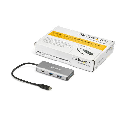 StarTech.com HB31C3A1CPD3 interface hub USB 3.2 Gen 2 (3.1 Gen 2) Type-C 10000 Mbit/s Black, Gray