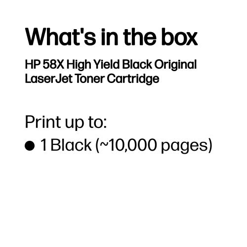 HP 58X High Yield Black Original LaserJet Toner Cartridge