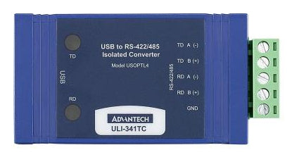 Advantech USOPTL4 serial converter/repeater/isolator USB 2.0 RS-422/485 Blue