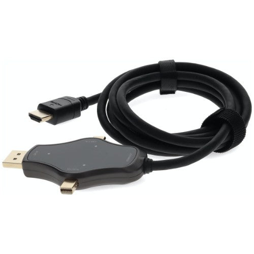 AddOn Networks HDMI4KDPMDPC-AA video cable adapter 70.9" (1.8 m) HDMI Type A (Standard) DisplayPort + Mini DisplayPort + USB Type-C Black