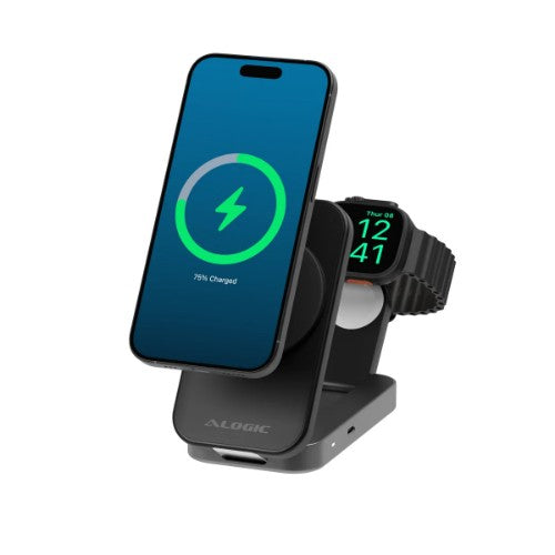 ALOGIC FLIP 2IN1 QI2 Smartphone, Headphones, Smartwatch Black USB Wireless charging Fast charging Indoor