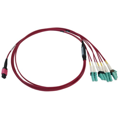 Tripp Lite N845X-01M-8L-MG InfiniBand/fibre optic cable 39.4" (1 m) MPO/MTP 4x LC OFNR Aqua color, Black, Magenta