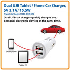 Tripp Lite U280-002-C12 mobile device charger Smartphone, Tablet, Universal White Cigar lighter Auto