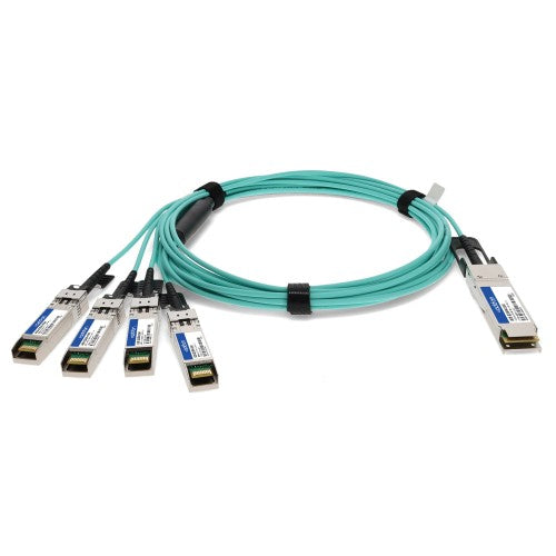 AddOn Networks ADD-QCISPA-O1M InfiniBand/fibre optic cable 39.4" (1 m) QSFP+ 4x SFP+ Aqua color