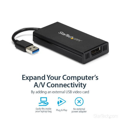 StarTech.com USB32DP4K USB graphics adapter 3840 x 2160 pixels Black