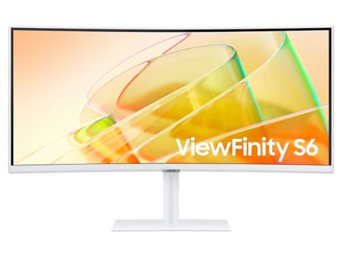 Samsung 34" ViewFinity S6 S34C654TAN - LCD Display - Curved - 3440 x 1440 - 34Inch - 5Ms response time - 100Hz refresh rate - 3000:1 - Mega DCR - 350 nits - 178/178 - 21:9 - sRGB 115% - HDisplayPort,HDMI - Warm White - 100 x 100 mm