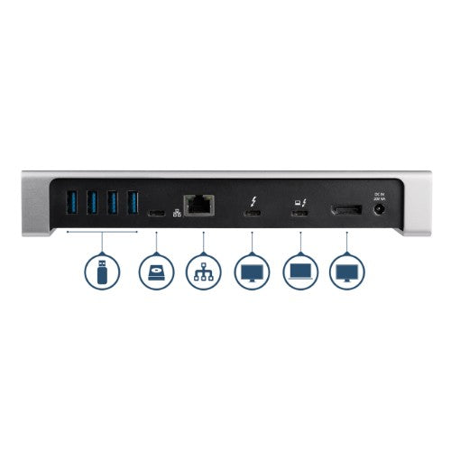StarTech.com TB3DOCK2DPPD laptop dock/port replicator Wired USB 3.2 Gen 1 (3.1 Gen 1) Type-C Black
