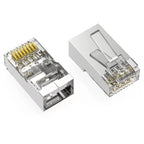 Axiom RJ45 CAT6A Shielded Feed-Thru Plug, Solid/Stranded Wire, 50 Micron, 100-pk Transparent