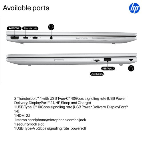 HP EliteBook 8 G1a Next Gen AI PC Wolf Pro Security Edition Copilot+ PC AMD Ryzen AI 5 PRO 340 Laptop 14" Touchscreen WUXGA 32 GB DDR5-SDRAM 512 GB SSD Wi-Fi 7 (802.11be) Windows 11 Pro Silver