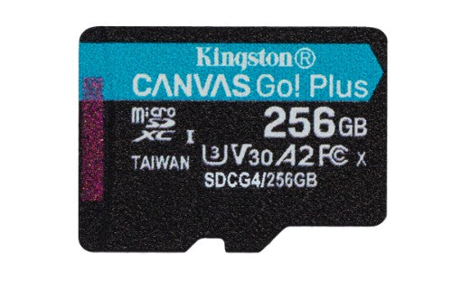 Kingston Technology 256GB microSDXC Canvas Go Plus Gen4 200R A2 U3 Single Pack w/o ADP