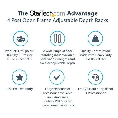 StarTech.com 4POSTRACK15U rack cabinet 15U Freestanding rack Black