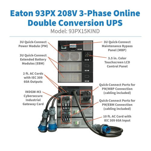 Eaton 93PX15KIND uninterruptible power supply (UPS) Double-conversion (Online) 15 kVA 15000 W