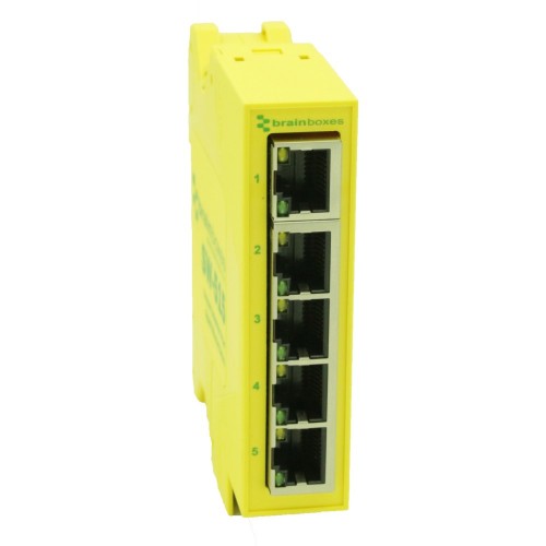 Brainboxes SW-515 network switch Unmanaged Gigabit Ethernet (10/100/1000) Yellow