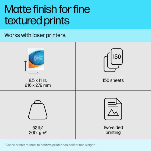 HP Professional Business Paper Matte 52 lb 8.5 x 11 in. (216 x 279 mm) 150 sheets
