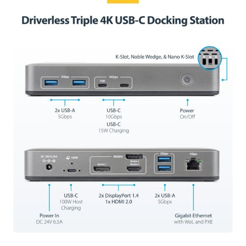 StarTech.com 199N-USBC-DOCK laptop dock/port replicator Wired USB 3.2 Gen 2 (3.1 Gen 2) Type-C Gray
