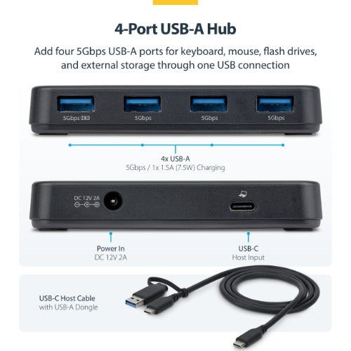 StarTech.com ST4300USB3V2-NA interface hub USB 3.2 Gen 1 (3.1 Gen 1) Type-C 5000 Mbit/s Black