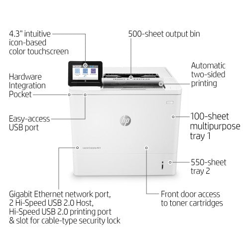HP LaserJet Enterprise M611dn Black and white Printer, Ethernet Only; Duplex
