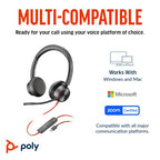 Poly Blackwire 8225 Stereo USB-C Headset +USB-C/A Adapter
