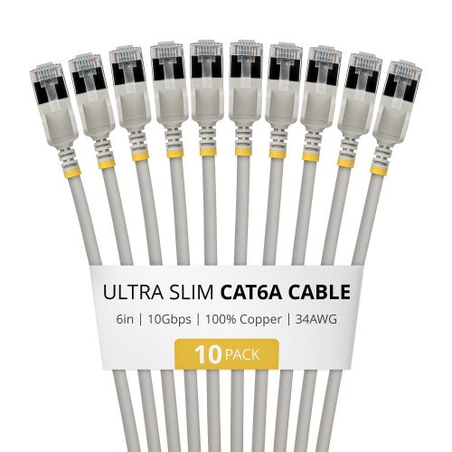 StarTech.com 6ASTP34GRS6IN10PK networking cable Gray 5.98" (0.152 m) Cat6a U/FTP (STP) Round