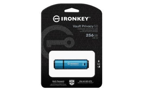 Kingston Technology IronKey Vault Privacy 50 USB flash drive 256 GB USB Type-A 3.2 Gen 1 (3.1 Gen 1) Black, Blue