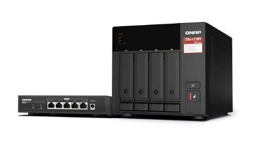 QNAP TS-473A-SW5T-US NAS/storage server Tower Ryzen Embedded V1500B 8 GB DDR4 0 TB QNAP Turbo System Black