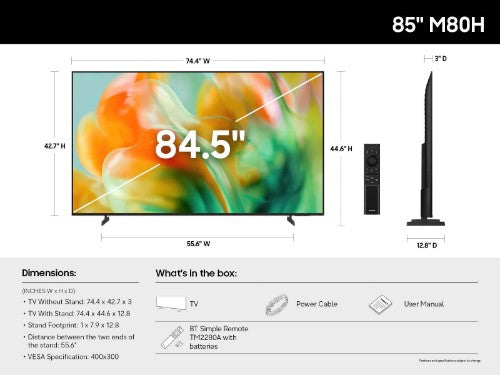 Samsung Series 8 UN85M80HAFXZA TV 85" 4K Ultra HD Smart TV Wi-Fi Black