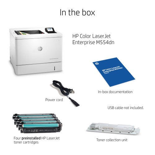 HP Color LaserJet Enterprise LaserJet Enterprise M554dn Color Printer, Ethernet Only; Duplex
