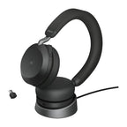 Jabra Evolve2 75 Headset Wireless Head-band Office/Call center USB Type-C Bluetooth Charging stand Black