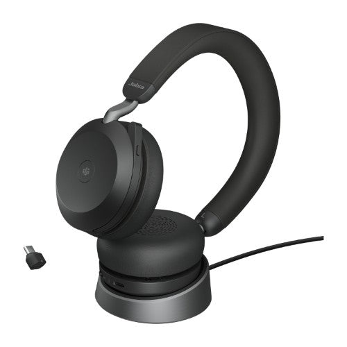 Jabra Evolve2 75 Headset Wireless Head-band Office/Call center USB Type-C Bluetooth Charging stand Black
