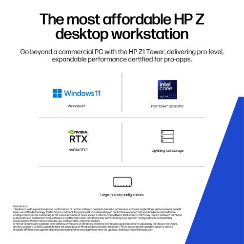 HP Z1 Tower G1i Desktop PC Wolf Pro Security Edition Intel Core Ultra 9 285 32 GB DDR5-SDRAM 1 TB SSD Windows 11 Pro Workstation AI Workstation, AI PC Black
