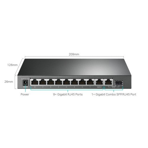 TP-Link TL-SG1210MPE network switch Managed L2 Gigabit Ethernet (10/100/1000) Power over Ethernet (PoE) Black