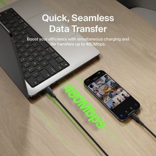 Belkin CAB025FQ1MBK USB cable 39.4" (1 m) USB C Black