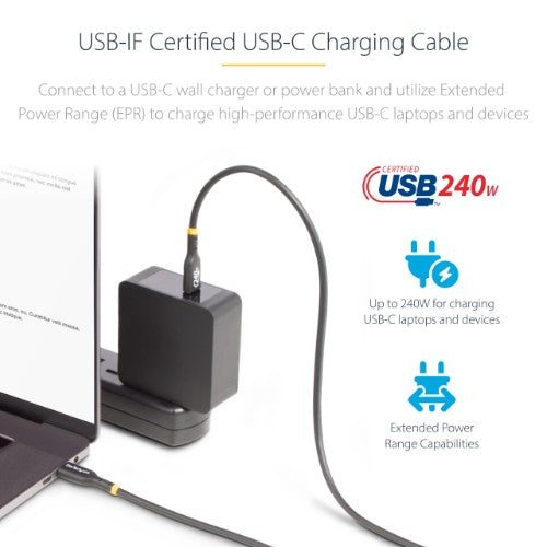StarTech.com USB2EPR3F USB cable USB 2.0 36.5" (0.928 m) USB C 0.48 Gbit/s 240 W Black