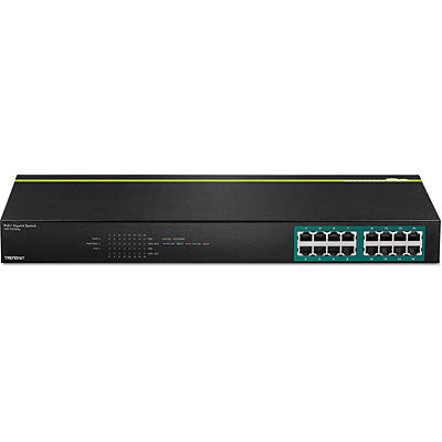 Trendnet TPE-TG160G network switch Unmanaged L2 Gigabit Ethernet (10/100/1000) Power over Ethernet (PoE) 1U Black